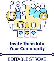 Invite them into your community concept icon. Support LGBTQ seniors abstract idea thin line illustration. Isolated outline drawing. Editable stroke vector