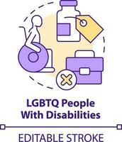 LGBTQ people with disabilities concept icon. Different barriers facing abstract idea thin line illustration. Isolated outline drawing. Editable stroke vector