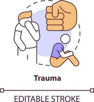 Trauma concept icon. Homophobia problem. LGBTQI mental health risk factor abstract idea thin line illustration. Isolated outline drawing. Editable stroke vector