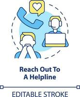 Reach out to helpline concept icon. Find LGBTQ friendly therapist abstract idea thin line illustration. Isolated outline drawing. Editable stroke vector