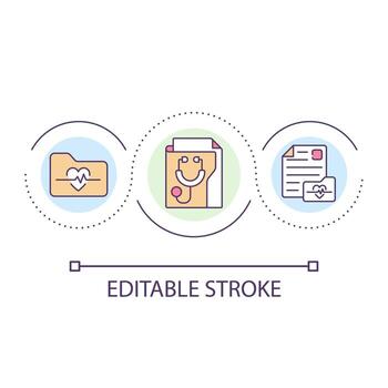 Patient medical history loop concept icon. Anamnesis. Information record. Previous conditions abstract idea thin line illustration. Isolated outline drawing. Editable stroke vector