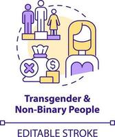 Transgender and nonbinary people concept icon. Different barriers facing abstract idea thin line illustration. Isolated outline drawing. Editable stroke vector