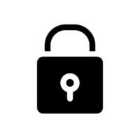 Padlock black glyph ui icon. Closed access to sensitive data. Cyber security. User interface design. Silhouette symbol on white space. Solid pictogram for web, mobile. Isolated vector illustration