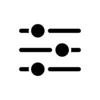 Filters button black glyph ui icon. Choice options menu. Adjustment tool. User interface design. Silhouette symbol on white space. Solid pictogram for web, mobile. Isolated vector illustration