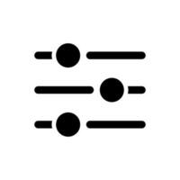 Filters button black glyph ui icon. Choice options menu. Adjustment tool. User interface design. Silhouette symbol on white space. Solid pictogram for web, mobile. Isolated vector illustration