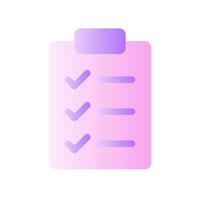 Checklist flat gradient two-color ui icon. Wellness to do list. Clipboard. Questions form. Feedback. Simple filled pictogram. GUI, UX design for mobile application. Vector isolated RGB illustration