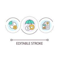Financial insurance loop concept icon. Protect transactions. Regular payments for policy abstract idea thin line illustration. Isolated outline drawing. Editable stroke vector