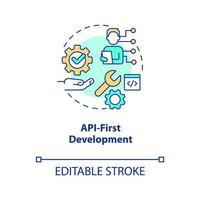 API first development concept icon. Product centric. Trend in web technology abstract idea thin line illustration. Isolated outline drawing. Editable stroke vector