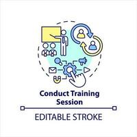 Conduct training session concept icon. Provide learning for employee. Improve skills abstract idea thin line illustration. Isolated outline drawing. Editable stroke vector