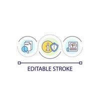 Credible sources of information loop concept icon. Reducing misinformation. Fact checking abstract idea thin line illustration. Isolated outline drawing. Editable stroke vector