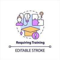 Requiring training concept icon. Master new hardware. Adapt employee to innovations abstract idea thin line illustration. Isolated outline drawing. Editable stroke vector