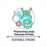 Processing large volumes of data concept icon. Business tools. Software performance abstract idea thin line illustration. Isolated outline drawing. Editable stroke vector