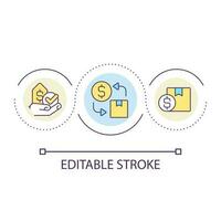 Affordable pricing loop concept icon. Financial operation. Delivery payment. Provide transaction abstract idea thin line illustration. Isolated outline drawing. Editable stroke vector