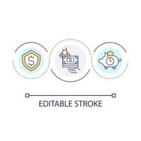 Security of financial transactions loop concept icon. Algorithm of automatic payments abstract idea thin line illustration. Isolated outline drawing. Editable stroke vector