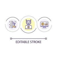 Automatization of bank operations loop concept icon. AI in financial management. Cyber security abstract idea thin line illustration. Isolated outline drawing. Editable stroke vector