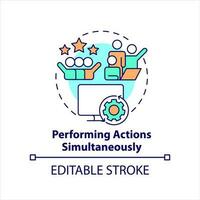 Performing actions simultaneously concept icon. Multiuser software. High productivity abstract idea thin line illustration. Isolated outline drawing. Editable stroke vector