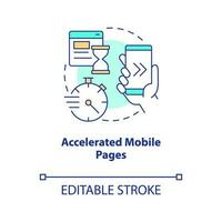 Accelerated mobile pages concept icon. Website development. Trend in web technology abstract idea thin line illustration. Isolated outline drawing. Editable stroke vector