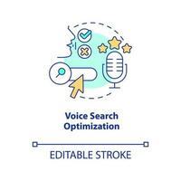 Voice search optimization concept icon. Speech recognition. Trend in web technology abstract idea thin line illustration. Isolated outline drawing. Editable stroke vector