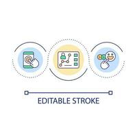 Engaging customer interaction loop concept icon. Boost user proactivity. Online enthusiasm abstract idea thin line illustration. Isolated outline drawing. Editable stroke vector