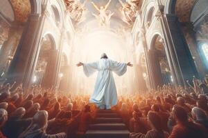 Ascension day of jesus christ or resurrection day of son of god. Good friday. Ascension day concept in church by photo