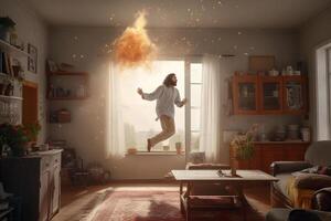 Ascension day of jesus christ or resurrection day of son of god. Good friday. Ascension day concept in living room by photo