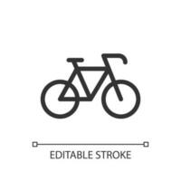 Bicycle pixel perfect linear ui icon. Riding bike. Rental service. Transportation mode. GUI, UX design. Outline isolated user interface element for app and web. Editable stroke vector
