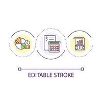 Budget planning service loop concept icon. Accounting agency offer. Financial management abstract idea thin line illustration. Isolated outline drawing. Editable stroke vector