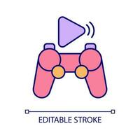 Video game console RGB color icon. Esports player equipment. Electronic device. Digital entertainment. Isolated vector illustration. Simple filled line drawing. Editable stroke