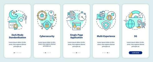 tendencias en sitio web desarrollo inducción móvil aplicación pantalla. recorrido 5 5 pasos editable gráfico instrucciones con lineal conceptos. ui, ux, gui modelo vector