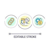 Profit from smart investment loop concept icon. Growth of money savings. Income finance abstract idea thin line illustration. Isolated outline drawing. Editable stroke vector