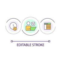 Employee salary calculation loop concept icon. Pay per working shift. Compensation for worker abstract idea thin line illustration. Isolated outline drawing. Editable stroke vector