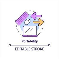 Portability concept icon. Corporate hardware. Business equipment. Easy to move abstract idea thin line illustration. Isolated outline drawing. Editable stroke vector