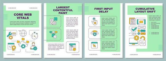 Core web vitals brochure template. Digital technology trends. Leaflet design with linear icons. Editable 4 vector layouts for presentation, annual reports