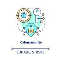 Cybersecurity concept icon. App development. Trend in web technology abstract idea thin line illustration. Isolated outline drawing. Editable stroke vector