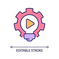 Creative video production RGB color icon. Digital marketing. Social media content. Filmmaking process. Isolated vector illustration. Simple filled line drawing. Editable stroke