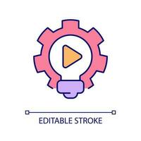 Creative video production RGB color icon. Digital marketing. Social media content. Filmmaking process. Isolated vector illustration. Simple filled line drawing. Editable stroke