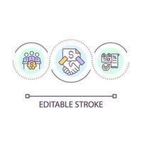 Financial counseling loop concept icon. Deal with trustful partners. Outsource bookkeeping service abstract idea thin line illustration. Isolated outline drawing. Editable stroke vector