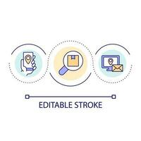 Parcel tracking loop concept icon. Package monitoring. Delivery management. Control shipping abstract idea thin line illustration. Isolated outline drawing. Editable stroke vector