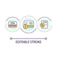 Identification information checkup loop concept icon. Personal documents of customer abstract idea thin line illustration. Isolated outline drawing. Editable stroke vector