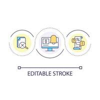 Payments automatization loop concept icon. Systematization of financial operations. Banking abstract idea thin line illustration. Isolated outline drawing. Editable stroke vector