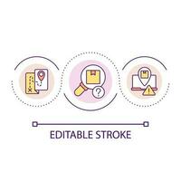 Package tracking issue loop concept icon. Parcel monitoring problem. Delivery trouble abstract idea thin line illustration. Isolated outline drawing. Editable stroke vector