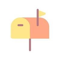 Mailbox flat color ui icon. Incoming letters. Postal service. Express mail. Personal address. Simple filled element for mobile app. Colorful solid pictogram. Vector isolated RGB illustration