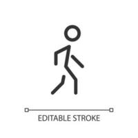 Pedestrian pixel perfect linear ui icon. Walking person. Passerby on crosswalk. GPS. GUI, UX design. Outline isolated user interface element for app and web. Editable stroke vector