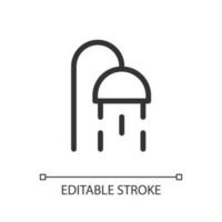 Public shower option pixel perfect linear ui icon. Staying clean on road. GPS navigation. GUI, UX design. Outline isolated user interface element for app and web. Editable stroke vector