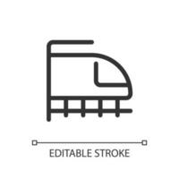 Rail transport pixel perfect linear ui icon. High-speed bullet train. Transferring passengers. GUI, UX design. Outline isolated user interface element for app and web. Editable stroke vector