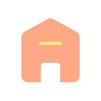 Delete address flat color ui icon. Change information online. Mail receiver house location. Simple filled element for mobile app. Colorful solid pictogram. Vector isolated RGB illustration