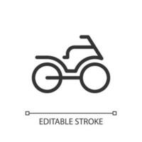 Motorbike pixel perfect linear ui icon. Motorcycle transport. Navigation. Riding vehicle. GUI, UX design. Outline isolated user interface element for app and web. Editable stroke vector