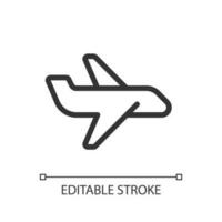 Airliner pixel perfect linear ui icon. Passenger flight. Transport mode. Commercial airplane. GUI, UX design. Outline isolated user interface element for app and web. Editable stroke vector