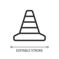 Traffic cone pixel perfect linear ui icon. Road parking. Construction site. Control zone. GUI, UX design. Outline isolated user interface element for app and web. Editable stroke vector
