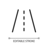 Road surface pixel perfect linear ui icon. Roadway markings. Highway. Interstate route. GUI, UX design. Outline isolated user interface element for app and web. Editable stroke vector